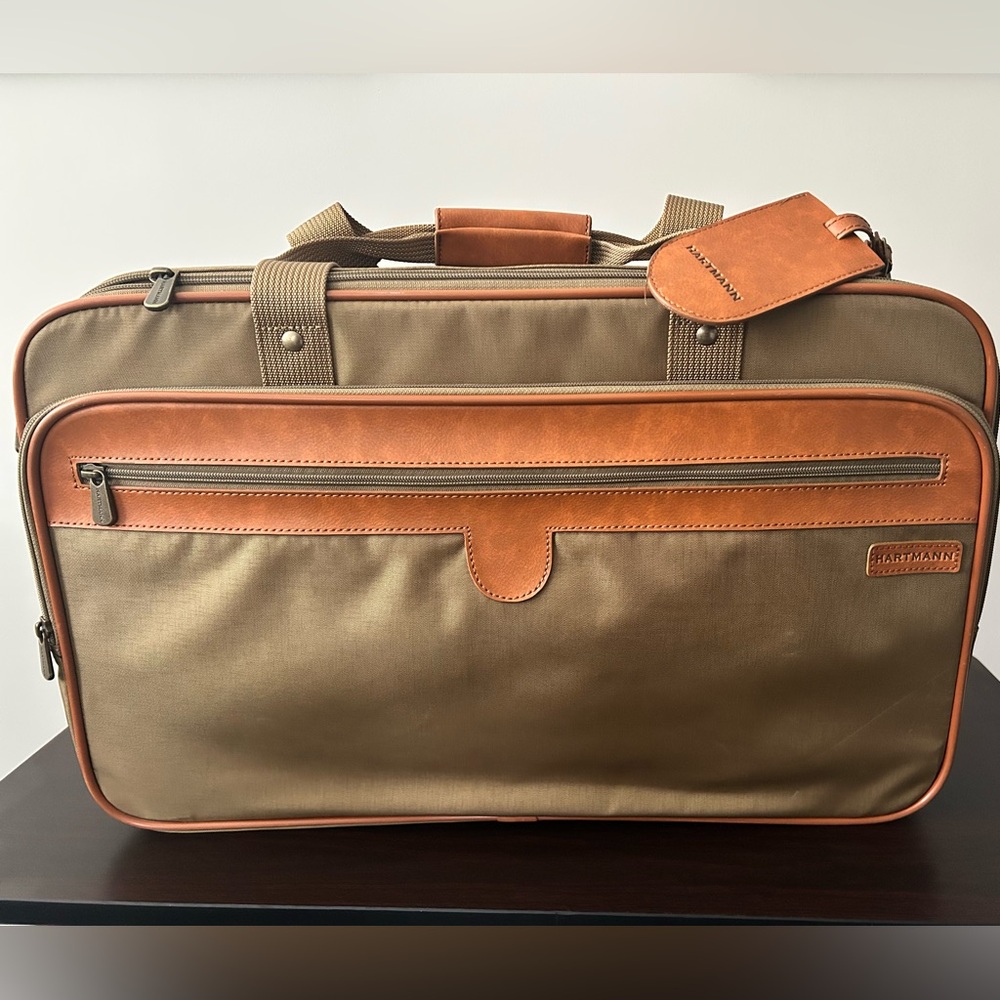 VTG Hartmann Suitcase Nylon & Leather 4 Compartment Carry On Luggage 21/22”